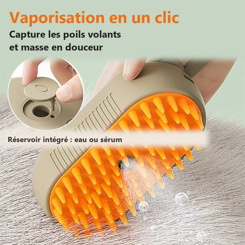 Brosse Vapeur Électrique 3-en-1 — Démêlage, Massage, Anti-Poils